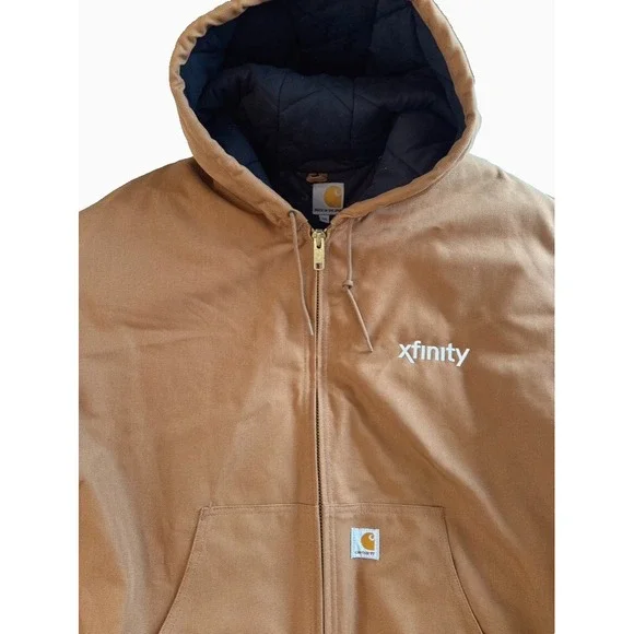 Vintage CarharttBrown Duck J140 Jacket 3XL Quilted Flannel Liner Hooded USA‎